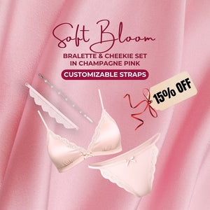 Custom Soft Bloom Lace Bralette Set in Champagne Pink