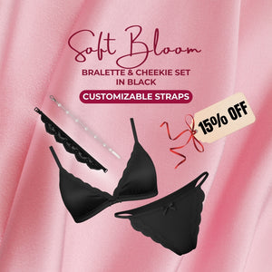 Custom Soft Bloom Lace Bralette Set in Black