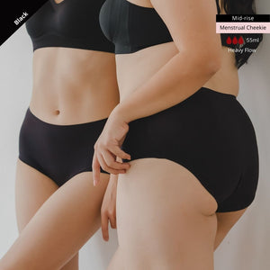 [ARRIVING 10.25] Hey Period! Overnight Seamless Mid-Rise Cheekie in Buttery Black