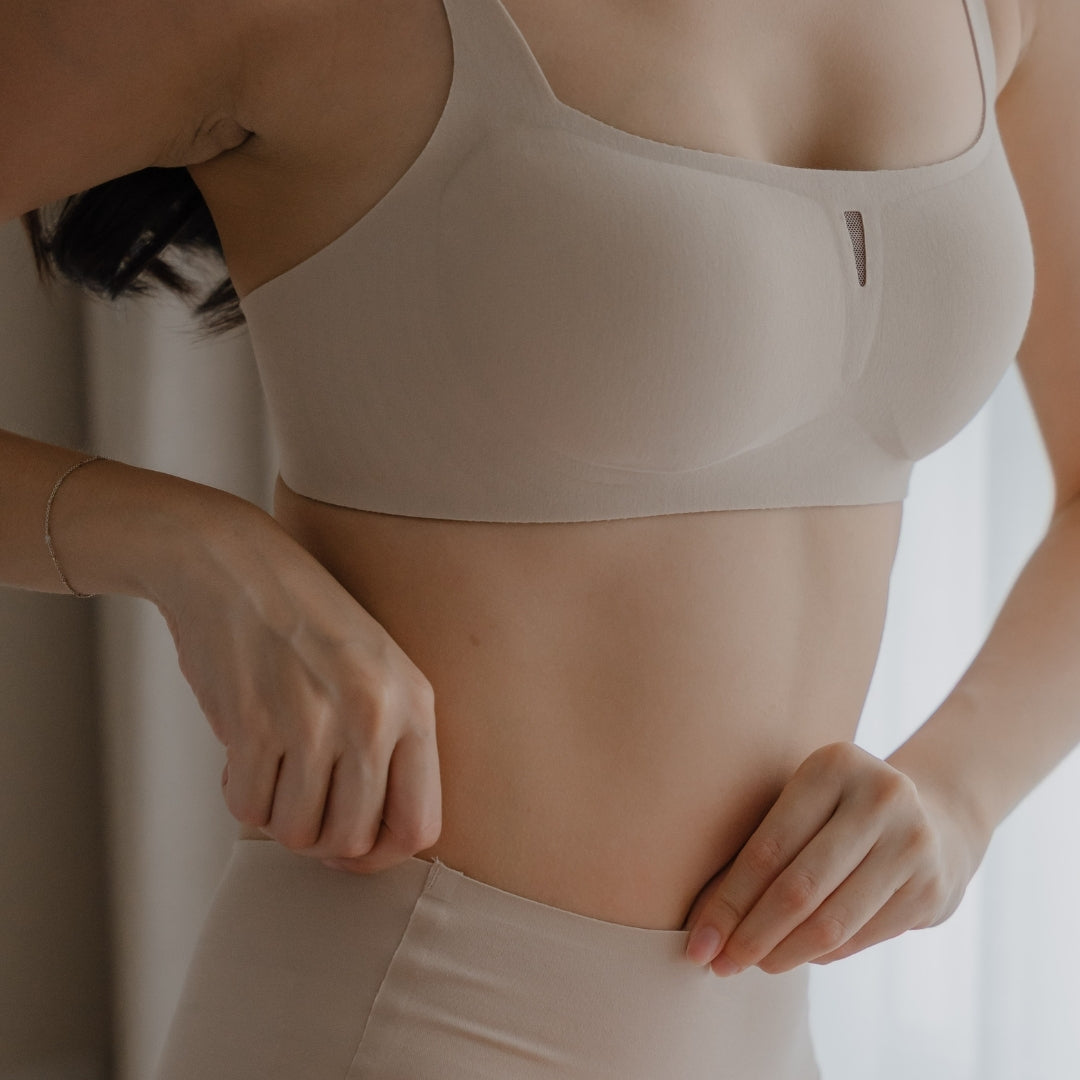 [PREORDER. Est. Arrival 11.15] air-ee Cotton Square Neck Seamless Bra in Almond Nude (Machine Wash Edition)