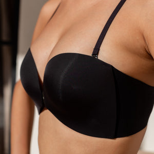 365 Front Clasps Anti-Slip Seamless Strapless Wireless Bra in Black