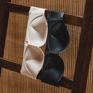 365 Diamond! Anti-Slip Seamless Strapless Push Up Wireless Bra in Almond Nude
