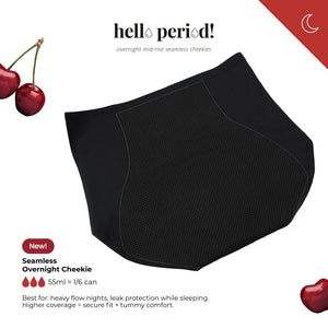[ARRIVING 10.25] Hey Period! Overnight Seamless Mid-Rise Cheekie in Buttery Black