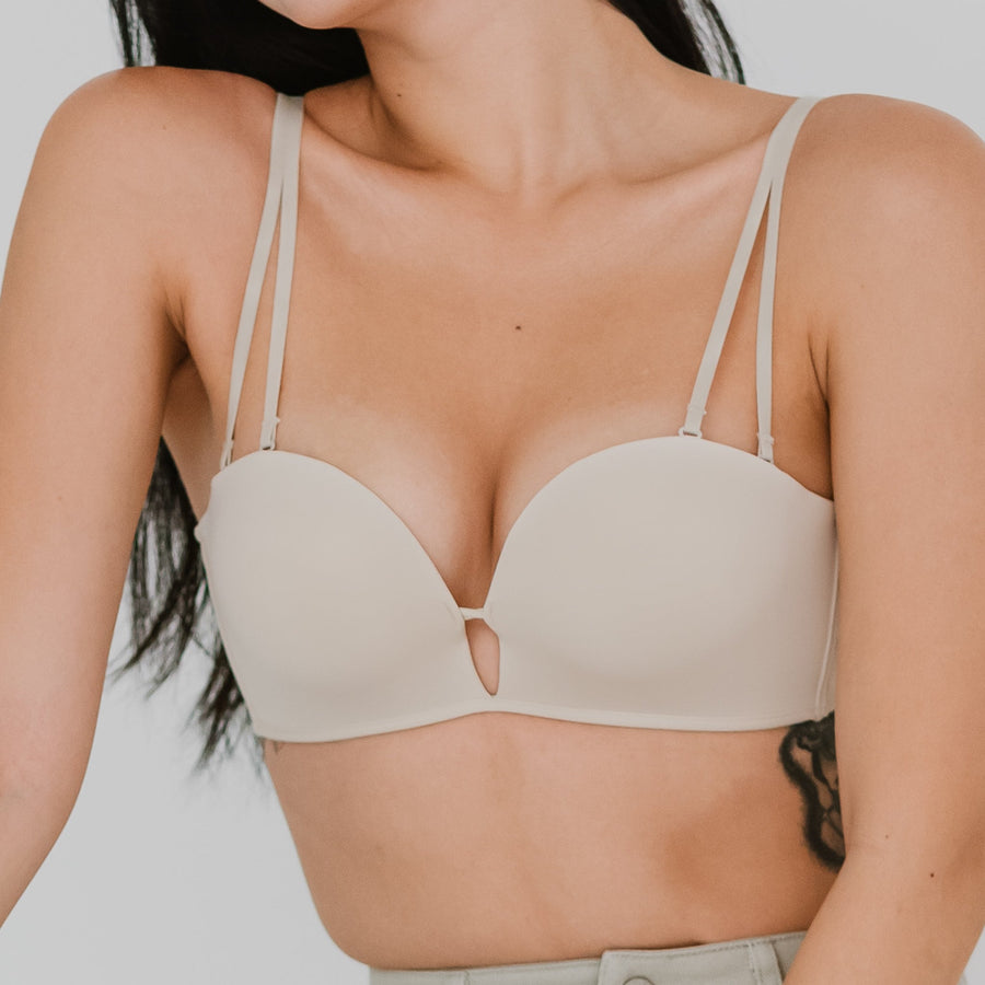 4CM Ultra! Lift It Up! 100% Non-Slip Super Push Up Strapless Wireless Bra in Almond Nude