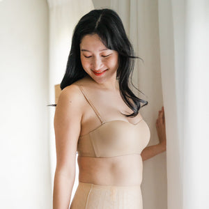 Full Scoop! Seamless Push Up Anti-slip Strapless Wireless Bra in Biscotti Nude