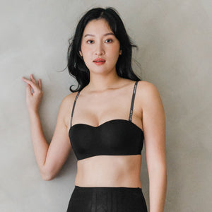 Full Scoop! Seamless Push Up Anti-slip Strapless Wireless Bra in Black