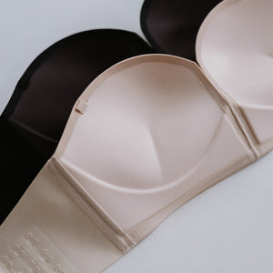 365 Diamond Side Clasp Anti-Slip Seamless Strapless Wireless Bra in Almond Nude