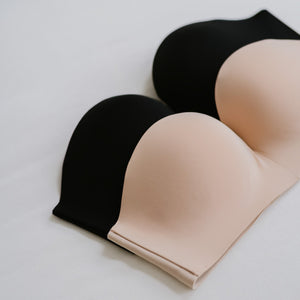 365 Diamond Side Clasp Anti-Slip Seamless Strapless Wireless Bra in Almond Nude